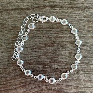 Dainty Silver & Crystal Anklet